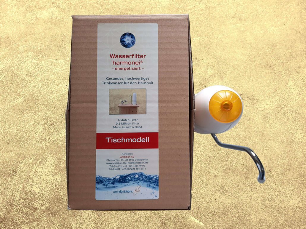 Wasserfilter harmonei® für gesundes, reines und energetisiertes Wasser aus dem Wasserhahn.